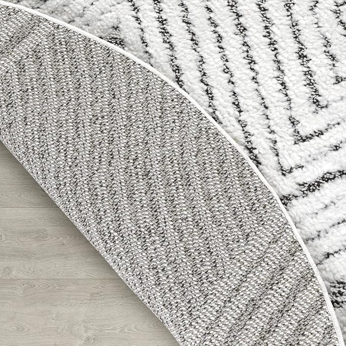 Antep Rugs Palafito 5x5 Geometric Shag Diamond High-Low Pile Textured Indoor Area Rug (Gray, 5'3" Round)