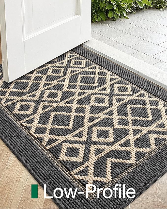 LUMI Entryway Floor Mat 24x36, Deep Mud Removal and Water Absorption, Dustproof and Wear-Resistant, Easy to Clean, Suitable for Home/Office, Dark Grey