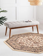 Unique Loom Sialk Hill Collection Area Rug - Washington (5' 3" Octagon Ivory/Black)