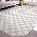 Beverly Rug Modern Geometric Area Rug 4x6 Low-High Pile Durable Soft Abstract Checkered Indoor Rugs for Living Dining Room Office Stain Resistant Non Shedding Casual Indoor Carpet Beige White 4 x 6