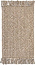 Collive Comfy Area Rug 4' x 6', Tan/Cream Woven Cotton Bedroom Rugs, Modern Indoor Accent Rug Floor Carpet with Tassel for Living Room, Nursery Room, Dining Room, Bedside, Office, Patio Decor