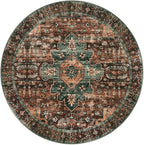 Moynesa Ultra-Thin Washable Round Rug - 3Ft Brown Entryway Rug Low Pile Bathroom Circle Mat, Non Slip Non Shedding Indoor Kitchen Floor Accent Carpet for Bedroom Living Room Foyer Doorway