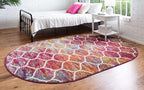 Rugs.com Lattice Frieze Collection Rug – 6' x 9' Oval Multi Medium Rug Perfect for Living Rooms, Large Dining Rooms, Open Floorplans