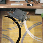 Rugshop Wavy Circles Design Area Rug, Carpet with Jute Backing for Living Room, Bedroom, or Dining Room, Yellow, 5'3" x 7'3"
