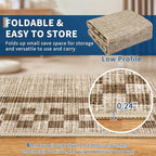 GarveeHome Washable Area Rug 4x6 Small Living Room Rugs Modern Bordered Soft Dining Room Throw Carpet Low Pile Non Slip Checkered Bedroom Rug Geometric Carpet for Nursery Kitchen Home Office, Taupe