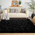 Beglad Shag Rugs for Living Room, Black Area Rugs 5x7 Feet Upgrade Anti-Skid Modern Minimalist Style Memory Foam Rugs for Bedroom, Indoor Carpet Suitable for Boys Teens Room Decor