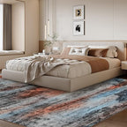 WILLSUN Washable Area Rugs, 9x12 Non-Slip Boho Large Area Rugs for Living Room, Bedroom, Machine Washable Vintage Rug, Indoor Floral Print Carpet for Home Decor, Kid & Pet Friendly Mat