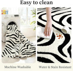 YIHOUSE 5×7 Ft Area Rugs for Living Room: Modern Washable Rug - Abstract Black and Cream White Rug for Bedroom Dining Room Office Playroom Nursery Home Decor - Nonslip Non-Shedding Striped Rugs
