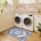 Fame Living Washable Area Rug. Modern Farmhouse. Vintage. Turkish. Bohemian. Distressed. Oriental. Traditional. Rugs for Living Room. Dining. Bedroom. Office. Entryway. Foyer. (856BlM, 9' x 12')