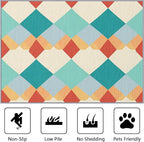 Geometric Rug 3x5 - Colorful Retro Mid Century Modern Rugs for Bedroom Non Slip Low Pile Machine Washable Area Rugs for Living Room Kitchen, Geometric Carpet House Decor & Gifts