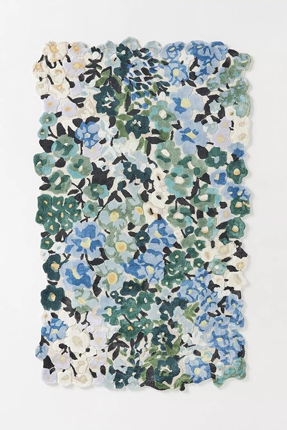 Cassia Wool Viscose Area Rug – 5’ x 7' – Handmade Wool Area Rugs –Blue – Rugs for Living Room, Bedroom – Anti-Skid – Carpets with Non-Slip Natural Backing with 100% Cotton