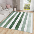 Striped Indoor Rugs for Entryway - 2x3ft - Green and White Stripe Minimalist Watercolor Washable Non Slip Low Pile Small Area Rug for Bedroom, Striped Carpet Home Decor & Gifts