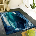Blue Cave 3D Rugs for Bedroom, 6x9ft, Illusion Natural Landscape Blue Water Pool Entryway Rug, Rubber Backed Non Skid Low Pile Carpet，Foldable Soft No Crease Mats for Sofa Indoor