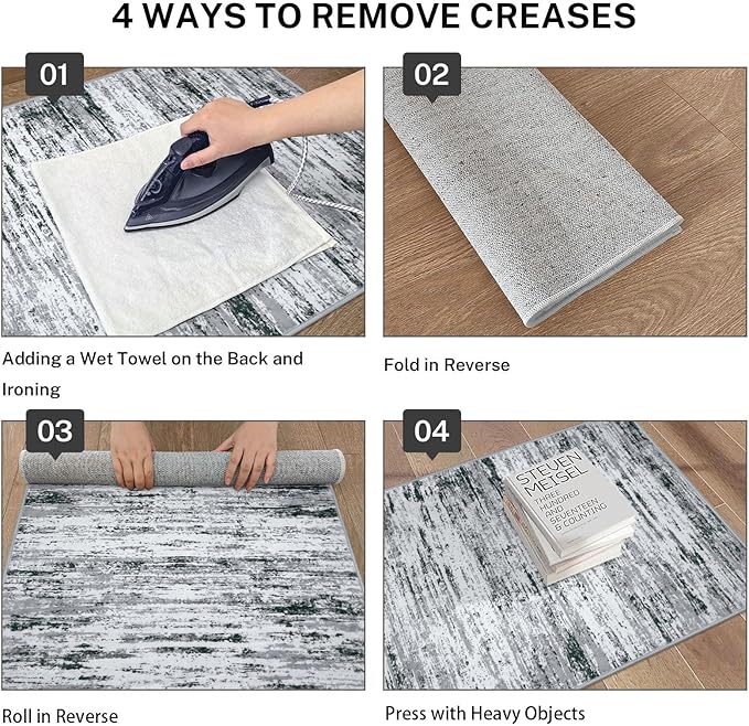 Modern Abstract Entryway Rug Indoor 2x3 Washable Rug Non-Slip Soft Small Area Rug Black Grey White Kitchen Mats Thin Print Faux Wool Floor Carpet Throw Rugs for Entrance Bedroom Home Decor