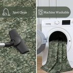 Morebes 2x6 Vintage Washable Dark Green Kitchen Runner Rug Non Slip, Boho Runners for Hallways, Non Shedding Soft Indoor Floor Throw Carpet for Laundry Living Room Bathroom Bedroom