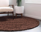 Unique Loom Solid Shag Collection Area Rug (6' 1" Round, Chocolate Brown)