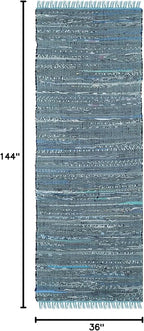 SAFAVIEH Rag Rug Collection Runner Rug - 2'3" x 12', Blue & Multi, Handmade Boho Stripe Cotton, Ideal for High Traffic Areas in Living Room, Bedroom (RAR121B)