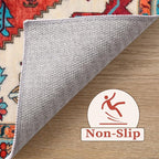 SERISSA 4x6 Boho Bedroom Rug, Washable Non Slip Vintage Orange Area Rugs, Ultra Soft Print Distressed Tribal Entry Rug Low-Pile Throw Carpet for Nursery Dorm Kitchen Living Room Decor