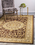 Unique Loom Versailles Collection Traditional Classic Medallion Floral Motif Area Rug (6' 0 x 9' 0 Rectangular, Brown/ Ivory)