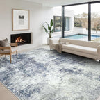 Area Rug for Living Room 10x14 - Extra Large Washable Neutral Modern Abstract Rugs, Soft Carpet with Non Slip Backing for Under Dining Room Table, Bedroom, Home, Office, Dorm - Indigo Gray