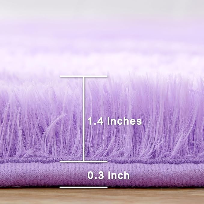 Andency 6x9 Area Rugs Purple,Large Shag Fluffy Soft Shaggy Rugs for Living Room Bedroom, Non-Slip Thick Plush Carpet for Kids Girls and Boys, Dorm Nursery Home Decor Aesthetic