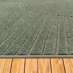 Paco Home Modern Area Rug with Raised Curved Line Pattern – Minimalist Design in Green, Size: 6'7" x 9'6"