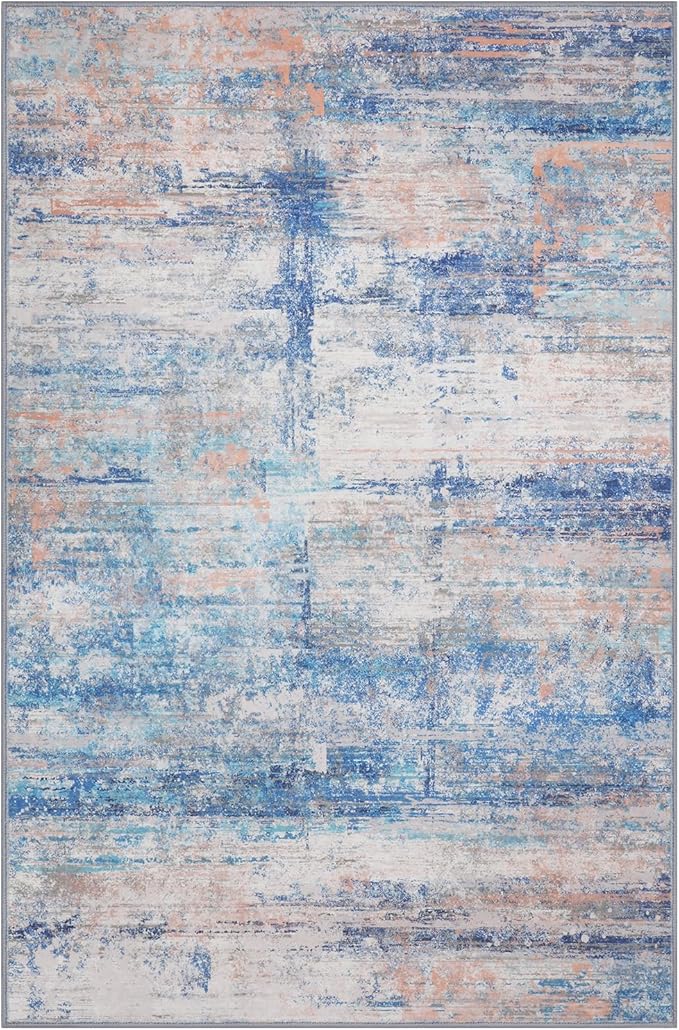 Abstract 5x7 Area Rug for Living Room Dining Room Office Bedroom Blue