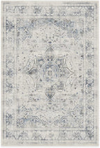 RUGGABLE Washable Vintage Area Rug – Sarrah Blue Quartz 6x9, Stain-Resistant, Non-Slip – Medium Machine Washable Rugs for Living Room, Bedroom, Hallway, Entryway & Office–with Cushioned Pad