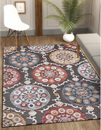 CAMILSON Indoor Outdoor Rug 6x9 Bohemian Medallion Floral Area Rugs for Indoor and Outdoor Patios Easy-Cleaning Non-Shedding Living Room Garden and Kitchen Washable Outside Carpet (6 x 9 / Brown)