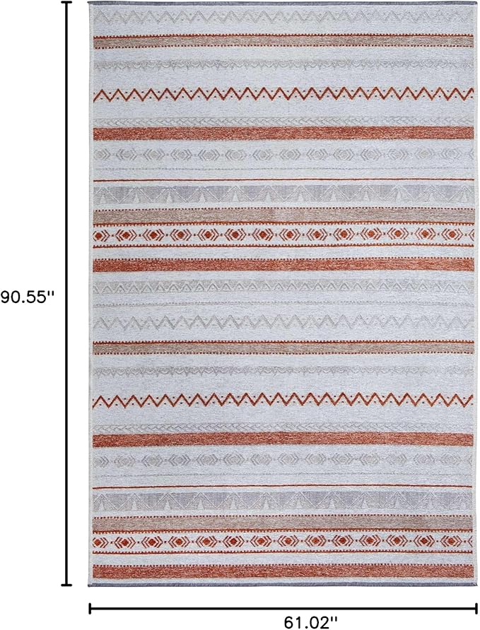 Alfa Rich 5x8 Beige Terracotta Washable Area Rugs for Living Room Bedroom Kitchen Cotton Decor Rug
