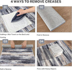 Modern Abstract Runner Rug 2x10, Grey Black Multi Washable Long Kitchen Runner Non-Slip Soft Hallway Rug Runner Thin Print Faux Wool Carpet for Entryway Bedroom Laundry Room Indoor Home Decor