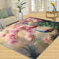 Peacock Magnolia Rug Large - 6x9 Rug, Pink Magnolia Washable Rugs for Living Room, Classic Carpet, Peafowl Non-Slip Area Rugs for Bedroom, Aesthetics Carpet - Peafowl Home Decor & Gifts