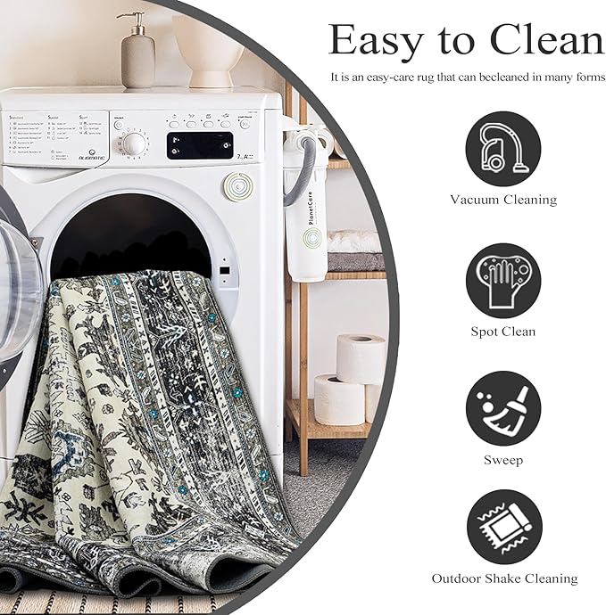 Area Rug Non Slip Machine Washable Ultra Soft Living Room/Bedroom/Kitchen/Outdoor/Classroom White Gray, 8'×10'