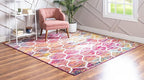 Rugs.com Lattice Frieze Collection Rug – 4' Square Multi Medium Rug Perfect for Living Rooms, Kitchens, Entryways