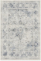 RUGGABLE Washable Vintage Area Rug – Sarrah Blue Quartz 4x6, Stain-Resistant, Non-Slip – Medium Machine Washable Rugs for Living Room, Bedroom, Hallway, Entryway & Office–with Cushioned Pad