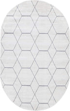 Unique Loom Trellis Frieze Collection Area Rug - Geometric (5' x 8' Oval, Ivory/ Gray)