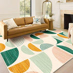 MUJOO Green Rug Boho Washable,5x7 Area Rugs for Living Room Bedroom,Large Throw Floor Carpet Non Slip Soft Modern Abstract Sage Green