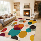 Mid Century Modern Rugs for Home Decor, 6x8 ft, Boho Geometric Circle Area Rugs for Living Room, Soft Non Slip Washable Abstract Geometry Carpet Bedroom Decorations Dt-Ghf-19