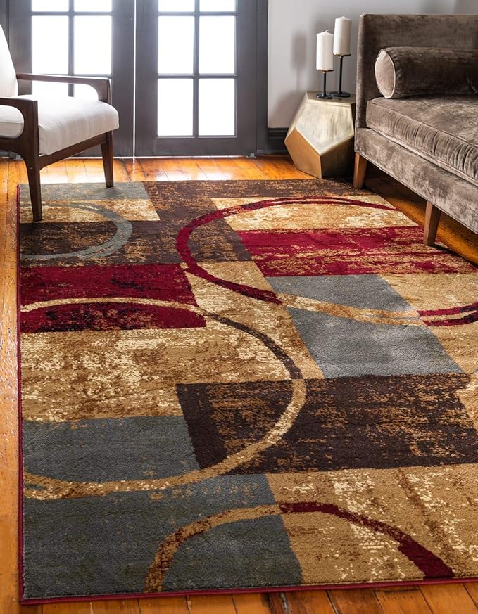 Unique Loom Barista Collection Area Rug - Kouillou (7' 10" x 10' Rectangle, Multi/ Brown)