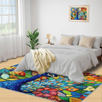 Boho Peacock Rug Large - 5x8 Rug, Colorful Peacock Washable Rugs for Living Room, Teal Turquoise Carpet, Modern Style Non-Slip Area Rugs for Bedroom, Aesthetics Carpet - Peafowl Home Decor & Gifts