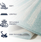 JONATHAN Y Khalil Modern Berber Stripe Turquoise/Cream Runner Rug, 2x8, Contemporary, Bohemian, Easy-Cleaning for Living Room, Bedroom, Kitchen, Pet Friendly, Non-Shedding (MOH207D-28)