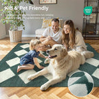Lahome Checkered Washable 2x3 Green Kitchen Rugs Non Slip, Small Printed Indoor Door Mat for Entryway, Moroccan Trellis Ultra-Thin Throw Carpet for Bedroom Entrance Decor (2'x3',Dark Green)