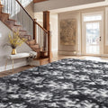 Andency 8x10 Area Rugs for Living Room, Non-Slip Fluffy Soft Large Shag Bedroom Carpet, Tie-Dyed White Black Big Indoor Thick Nursery Rug for Kids Dorm Home Decor Aesthetic