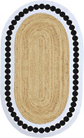 Oval Rugs for 10x16 Jute Oval Rug Natural Kilim Rug Thick 0.27" Solid Design Black Beige Hand Braided Jute Flatweave Mat Handmade Boho Indoor Outdoor Rugs for Bedroom Living Dining Room
