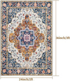 Ciicool Small Area Rug, 2x3ft Boho Rug, Ultra Soft Entry Rugs for Entryway, Non-Slip Washable Rugs Oriental Low-Pile Indoor Mat Floor Carpet for Entrance Bedroom Kitchen Bathroom Foyer Decor