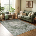 jinchan Green 4x6 Area Rugs - Machine Washable Vintage Floral Distressed Design Soft Ultra-Thin Low-Pile Non-Slip Carpet for Bedroom Living Room Dining Room Nursery (4x6ft, Forest Green)