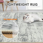 Area Rugs Living Room Rug - 4x6 Washable Modern Abstract Soft Neutral Non-Slip Carpet Large Indoor Floor Stain Resistant Thin Carpets for Bedroom Dining Room Farmhouse Nursery Home Office Grey