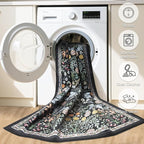 Runner Rug for Entryway: 2x6 Kitchen Rugs Non Slip Washable Ultra-Thin Soft Floral Carpet Indoor Stain Resistant Carpets for Hallway Bedroom Kitchen Laundry Bathroom Dorm Dark Black