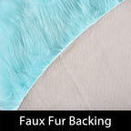Latepis Blue Round Rugs 6ft Faux Sheepskin Fur Large Circle Rug for Living Room Bedroom Fluffy Plush Furry Rug Home Décor