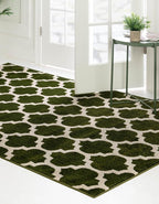 Rugs.com Lattice Collection Rug – 9' x 12' Dark Green Medium Rug Perfect for Living Rooms, Large Dining Rooms, Open Floorplans